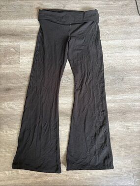 PINK Victoria's Secret Black Fold-Over Waist Flare Leggings